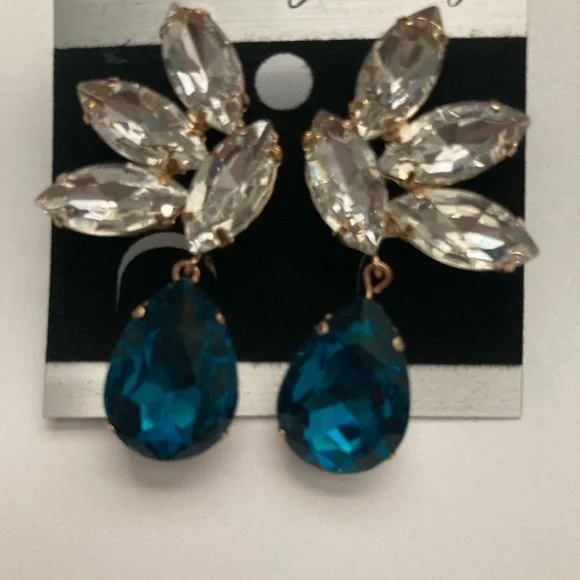 Crystal clip on earrings wedding cocktail - Picture 1 of 3